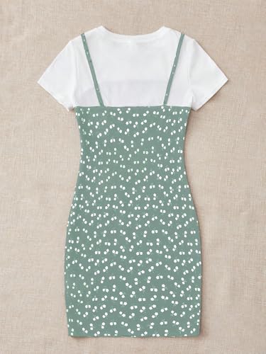 SOLY HUX Girl's Ditsy Floral Print Dress Short Sleeve Bodycon Pencil Short Dresses2