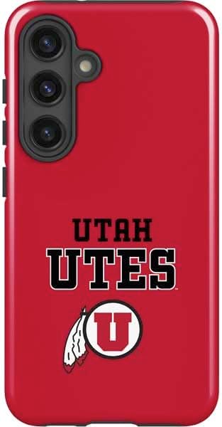 Skinit Impact Phone Case Compatible with Galaxy S25 Plus - Officially Licensed University of Utah Utes Text on Red Design