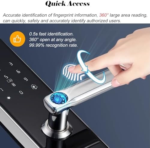 Finrprint Smart Door Lock with Alarm - Keyless Entry Handle, Doell Compatible, Magnetic Card & Key, Ideal for Apartments & Homes, Enhanced Security Solution