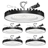 4 Pack UFO Led High Bay Light 200W, 6000K Daylight 30000lm AC100-277V UFO Shop Lights Fixture with US Plug, IP65 Waterproof Bay Lighting for Commercial Industrial Warehouse Workshop Garage Factory