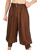 piratenhose damen Feature: Herren Renaissance Hose, Vintage Viking Piratenhose, Gothic Cosplay Kostüm, Basic Einfabrig Halloween Hose, High Waist Loose Steampunk Haremshose.