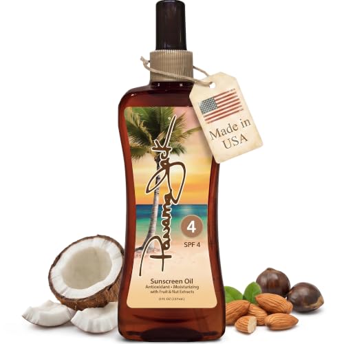 Image of Panama Jack Sunscreen Tanning Oil - SPF 4, PABA, Paraben, Gluten & Cruelty Free, Antioxidant Formula with Exotic Oils and Fruit & Nut Extracts, 8 FL OZ