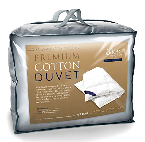 Littens Ultimate Collection 4.5 Tog Single Bed Size Premium Cotton Light Summer Duvet Quilt 230TC Cotton Casing Dual Blend Microfibre Filled (135cm x 200cm)
