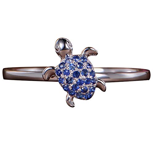Preisvergleich Produktbild Nette Schildkrte Shiny Faux Sapphire Intarsien Frauen Fingerring Schmuck Geburtstagsgeschenk