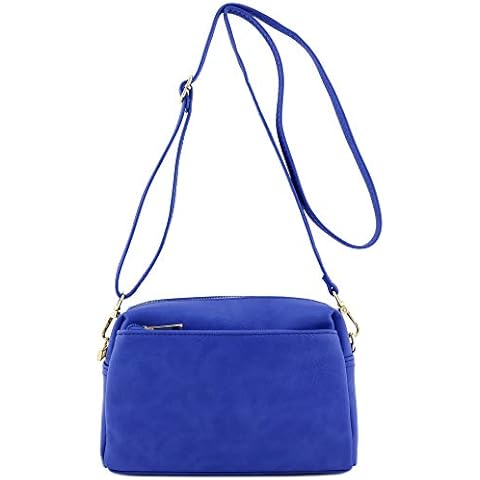 Triple Zip Small Crossbody Bag, Royal Blue, One Size Cover