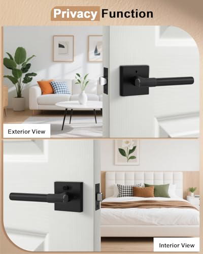 Poignée de porte intérieure moletée au design réversible carré - 6