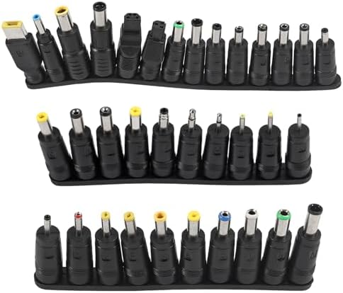 34Pcs Universal 5.5mm x 2.1mm DC AC Connector Power Adapter Tips Connector Power Socket Kits Compatible with Lenovo Thinkpad Laptop Charger Power Supply Convert Plug Set
