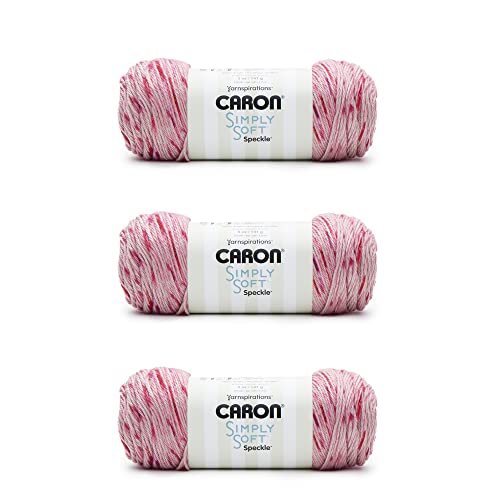 Image of Caron Simply Soft Lipstick Speckle Yarn - 3 Pack of 141g /5oz - Acrylic - 4 Medium (Worsted) - 235 Yards - Knitting /Crochet