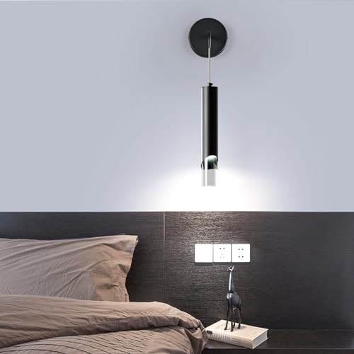 Image of Black Wall Sconces Set of Two Modern LED Wall Lights Acrylic Wall Lighting Bathroom Vanity Light Fixture Indoor Wall Fixture for Bedroom Bedside Corridor Hallway Living Room