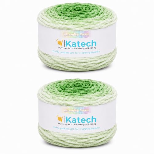 Image of Katech Ombre Cnenille Yarn for Crocheting-2 Pcs of 285g /10oz-6 Super Bulky