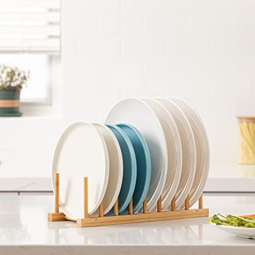 HBlife Bamboo Dish Plate Bowl Cup Book Pot Lid Cutting Board Drying Rack Stand Drainer Storage Holder Organizer Kitchen Cabinet（Keep Dry） - Thumbnail 4