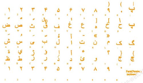 Pegatinas para teclado Farsi transparentes con letras amarillas miniatura 2