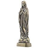 Healifty Marienstatue aus Messing Kleiner Maria Figur Vintage Stil Handgeschnitzte Metallskulptur für Wohn und Kirchendekoration Spirituelle Tischverzierung