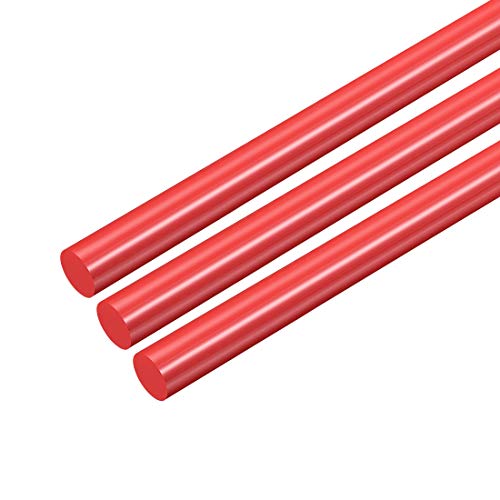 uxcell 3pcs Plastic Round Rod 1/4 Inch Dia 20 Inch Length Red (POM) Polyoxymethylene Rods Engineering Plastic Round Bars(6mm)