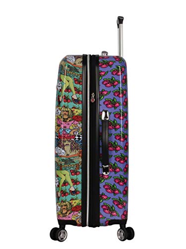 Betsey Johnson 26 Inch Checked Luggage Collection - Expandable Scratch Resistant (Abs + Pc) Hardside Suitcase - Designer Lightweight Bag With 8-Rolling Spinner Wheels (Girls Print) #TOP3