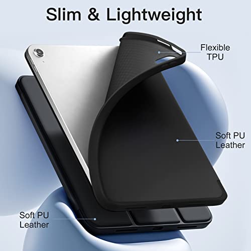 Image of Akkerds Compatible with iPad (A16) 11th Generation Case 11 Inch 2025, for iPad 10th Generation Case 10.9 Inch 2022 with Pencil Holder, Slim Trifold Stand Protective Cover with Soft TPU Back, Black