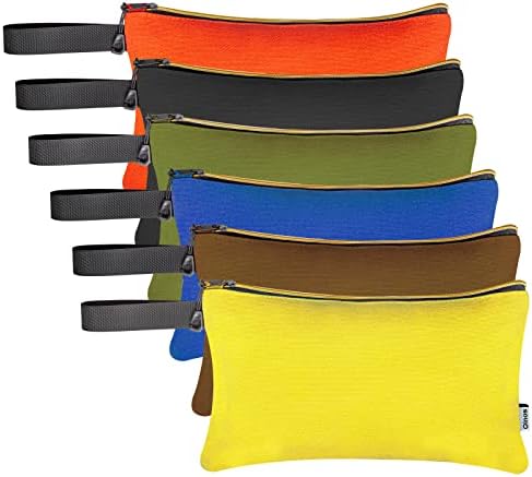 6 Pack Canvas Tool Pouch Bags Zipper Small Multipurpose Organizer Pouch,with Buckle and Lanyard,for Storage Tools Items Portable Supplies