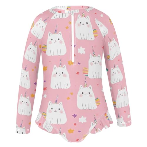 Colorful Palm Girls Swimsuit One Piece Rash Guard Girls' Swimwear Long Sleeve Swimsuits for Girl Size 3-12T