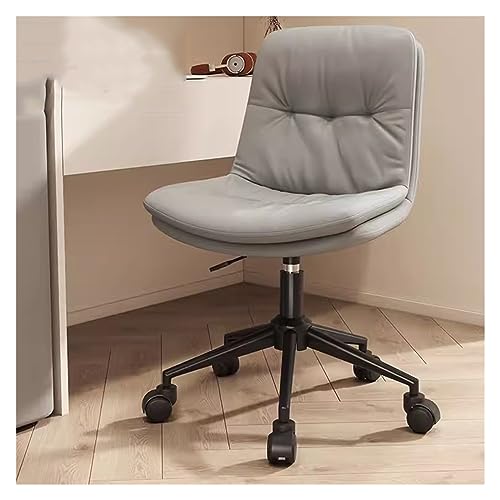 WIGSELBL Silla de escritorio tapizada moderna silla de oficina de piel sintética sin brazos con ruedas, silla de trabajo giratoria ajustable, silla de computadora para sala de estar, dormitorio,
