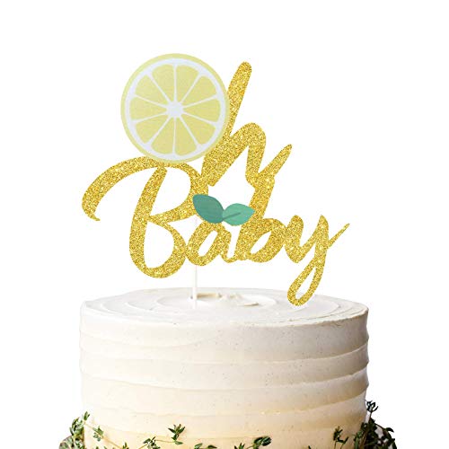 Lemon Oh Baby Cake Topper Gold Glitter Fruit Theme Cake Decor For New Baby Shower Pregnancy Announcement Party Decoration Supplies #TOP5