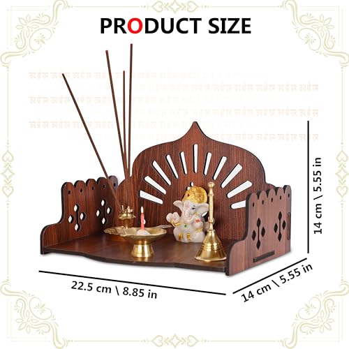 Image of Goelite Small Temple for Home Wall Mount | Pooja Mandir Stand Temple for Office and Home | Unique Design