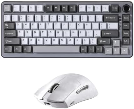 YUNZII B75 PRO Wireless Mechanical Keyboard (Grey, Milk Switch) M2 Dual 8K Wireless Gaming Mouse (White)