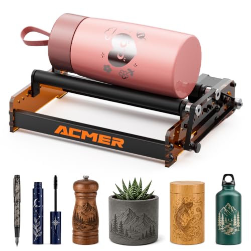 ACMER M3 Laser Rotary Roller 360 Y-Axis Rotary Module for Cylindrical Engraving Adjustable 6164mm Diameter Compatible with ACMER P3/P2/P1/S2/S1/P1 S Pro and Most Laser Engravers