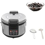 16L Boba Cooker, 2200W Commercial Boba Pot, Tapioca Maker Machine, 6.61LBS Cookable Pearl Weight Black Crystal Non-stick Coating 12H Time & Temp Adjustable w/Soup Ladle & Strainer