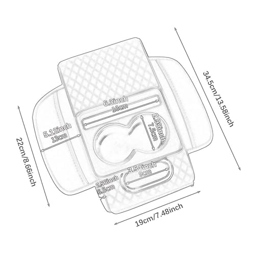 Image of RADIONICS Car Center Console Armrest Cushion Pad with Cup Holder & Storage | PU Leather Quilted Organizer Extender | Universal Car Interior Accessories (Black)