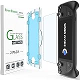 amFilm [2 Pack OneTouch Screen Protector Compatible with Steam Deck/Steam Deck OLED, Tempered Glass Designed for Steam Deck (7inch) 2021 & 2022 /Steam Deck OLED 2023 with Easy Installation Kit