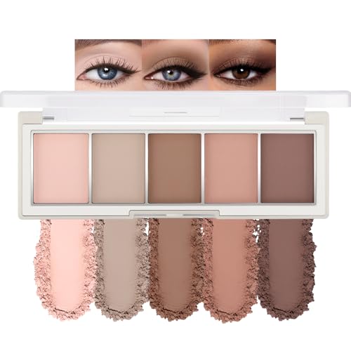 Erinde 5 Colors Matte Eyeshadow Palette Makeup, Neutral Nude Brown