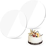 Nivofu 2pcs Acrylic Cake Boards, 7.8 Inch Clear Round Cake Base, Sturdy Reusable Cake Discs for Baking Cake DIY Dessert Crafting