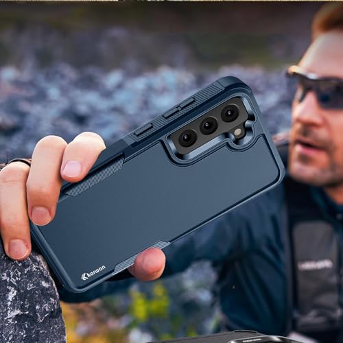 Image of KARWAN Shockproof Back Case Cover Compatible with Samsung Galaxy S21 FE, Heavy Duty Case with 360 Degree Camera Protection, Dual Layer Rugged Bumper Protection Cover with Matte Finish (Blue)