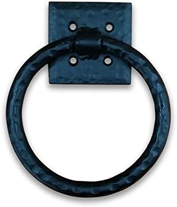 Distressed 5 inch Ring Pull Wrought Iron Black for Doors, Black