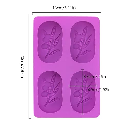 Iminfit 4 Cavities Oval Olive Tree Silicone Soap Mold Diy Soap Making Kits Handmade Cake Candle Mold Gifts Craft Supplies Home Decor #TOP4