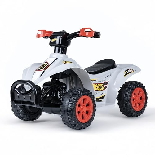 Hot Wheels - 6V Kids Ride-On ATV with Rechargeable Battery and Reverse