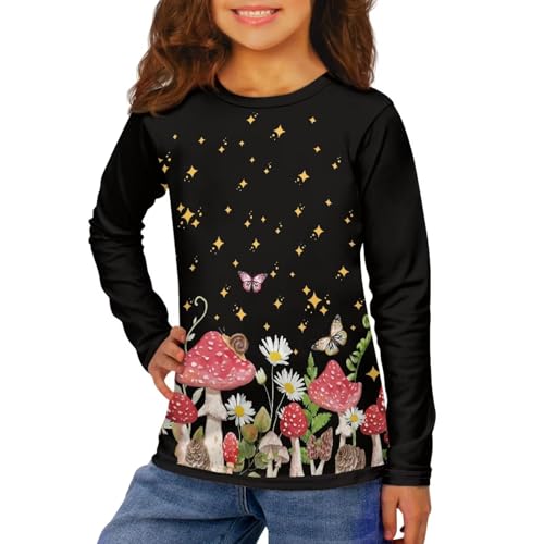 Image of Girls Basic Tee Shirts Outdoor Long Sleeve Shirt Winter Clothes Size 3-16 Top Fall Clothes Gift for Holiday