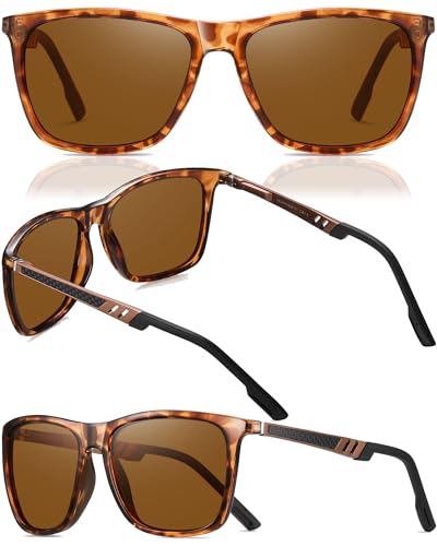 LEDING&BEST Polarized Sunglasses Mens Womens Lightweight Square Frame UV400 for Driving Fishing Travel Sports Sun glasses3