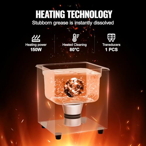 VEVOR 2L Ultra Sonic Cleaner, 60W Digital Sonic Cleaning Machine with Gentle Mode & Upgraded Degassing, 40kHz Ultrasound Cleaner Machine with Heater & Timer for Jewelry, Glasses, Tools, Retainer by VEVOR - Image 3