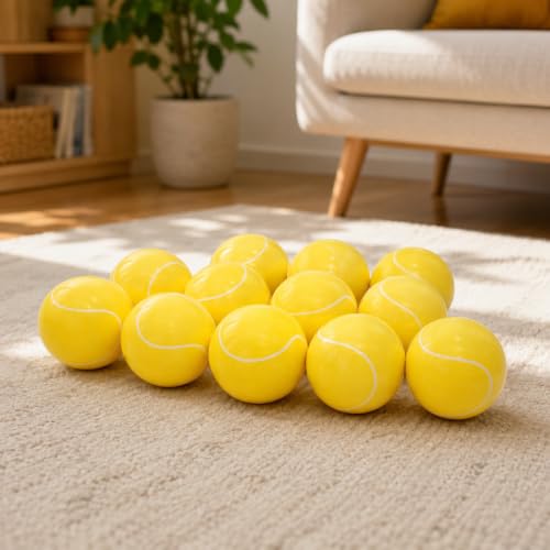 Image of Asera Tennis Ball Style Soft Sponge Balls for Kids, Set of 12 | Lightweight Yellow Sports Play Balls for Indoor & Outdoor Games | Safe Soft Foam Toy for Toddlers, Birthday Return Gifts & Party Favors