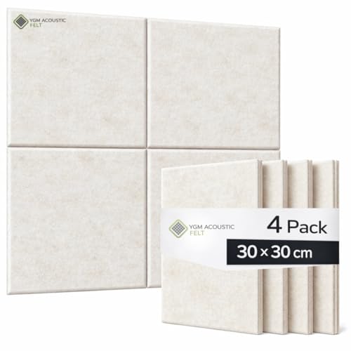 Image of YGM Acoustic Foams Luxury PET Felt Acoustic Self Adhesive Panels, 10 MM Thick, Sound Absorbing Panels for Wall | Room Noise Reducer & Sound Dampening (Pure Beige, 1x1 Foot - 4 Panels)