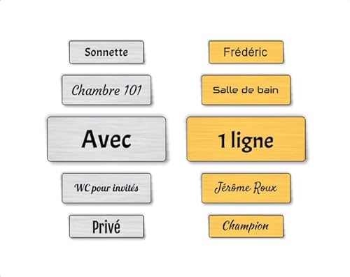 Plaque boite aux lettres, étiquettes de porte personnalisables, enseigne autocollante nom personnaliser - avec 1 ligne - argent/or - Différentes tailles au choix - plaquette de sonnette -