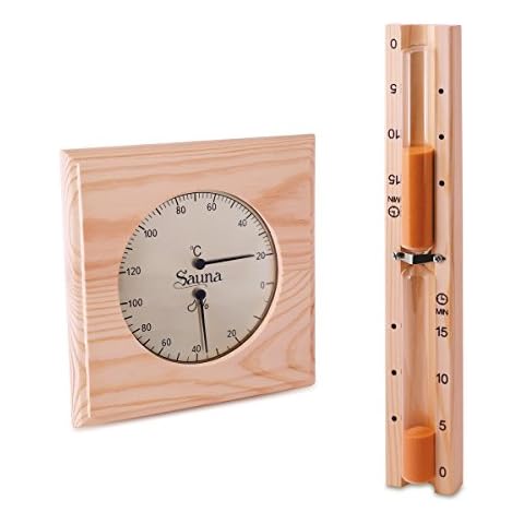 Sauna Set - Hygrometer Thermometer & Sanduhr Basic Klimamesser Meßgerät Cover
