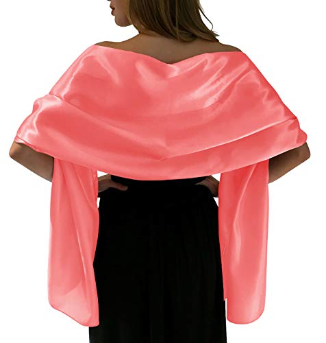 themilestocks Soft Satin Silk Scarf For Women Shawl Hijab Wrap Evening Party Shrug Bridal