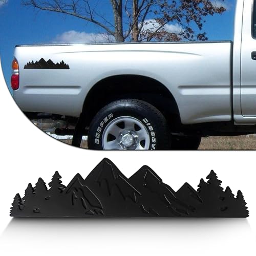 Image of 10 Inch Snow Mountain Graphic Logo Badge, Trunk Mountain Logo Emblem for Car Trunk Tailgate Emblem (Matte Black)