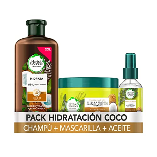 Herbal Essences Champú Hidratante Con Leche De Coco 680ml + Mascarilla Con Leche De Coco 450ml + Spray Con Leche De Coco Y Aceite De Aloe Vera 100ml Cover