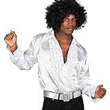 Dieses weiße Disco Hemd mit Rüschen, der Marke Boland, ist ein wahres Multitalent