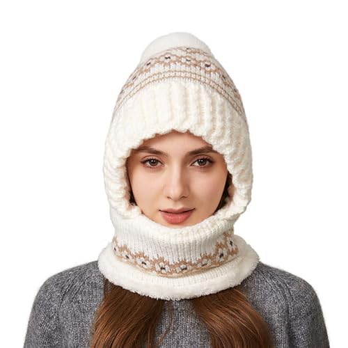 Bonnet pour femme thermique écharpe protection visage pour le ski et voyage