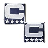 Captain C Patch Iron (4 Stars) Sewing On for Jersey Football, Baseball, Soccer, Lacrosse, Hockey Jersey (2pcs/Navy/4white Stars/White C)