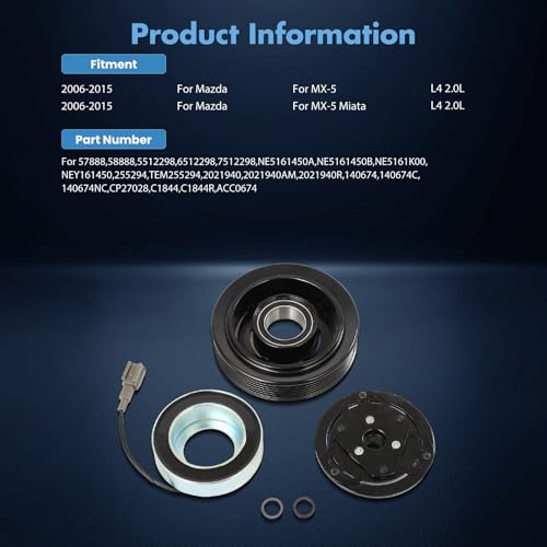 Image of ECCPP A /C Compressor Clutch 2006-2015 for Mazda MX-5 2.0L AC Clutch